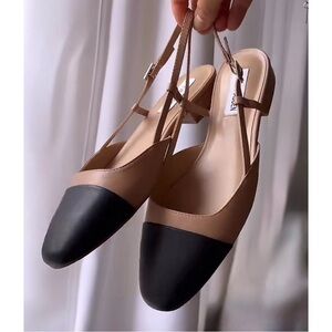 Steve Madden Belinda Leather Cap Toe Sling Back Mules